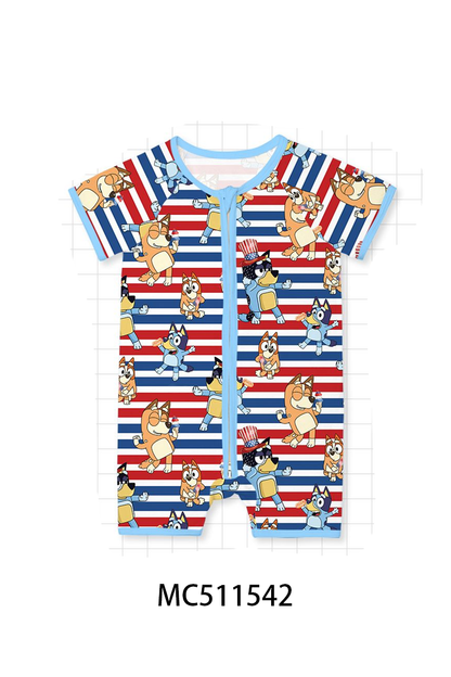 PO75 Red&blue stripe character bamboo pajama collection