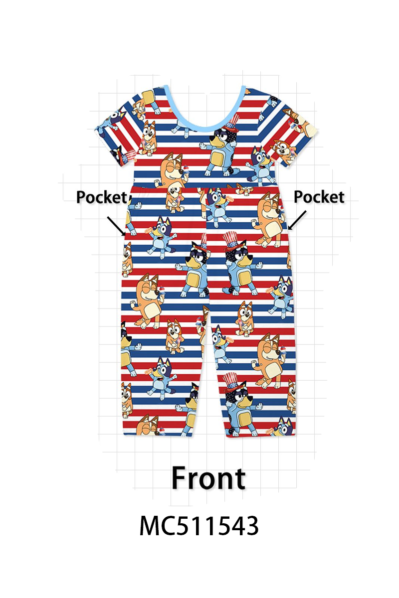 PO75 Red&blue stripe character bamboo pajama collection