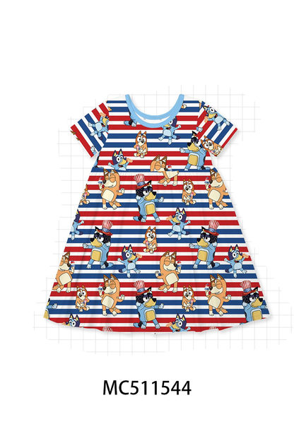 PO75 Red&blue stripe character bamboo pajama collection