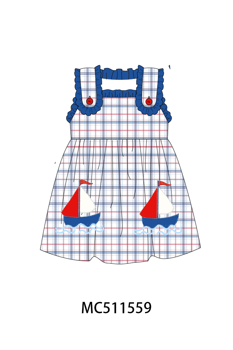 PO75 Blue sailboat applique plaid collection