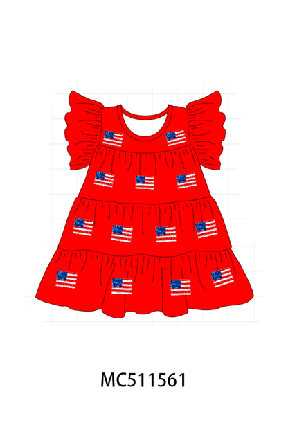 PO75 Patriotic flag sequin tiered dress collection