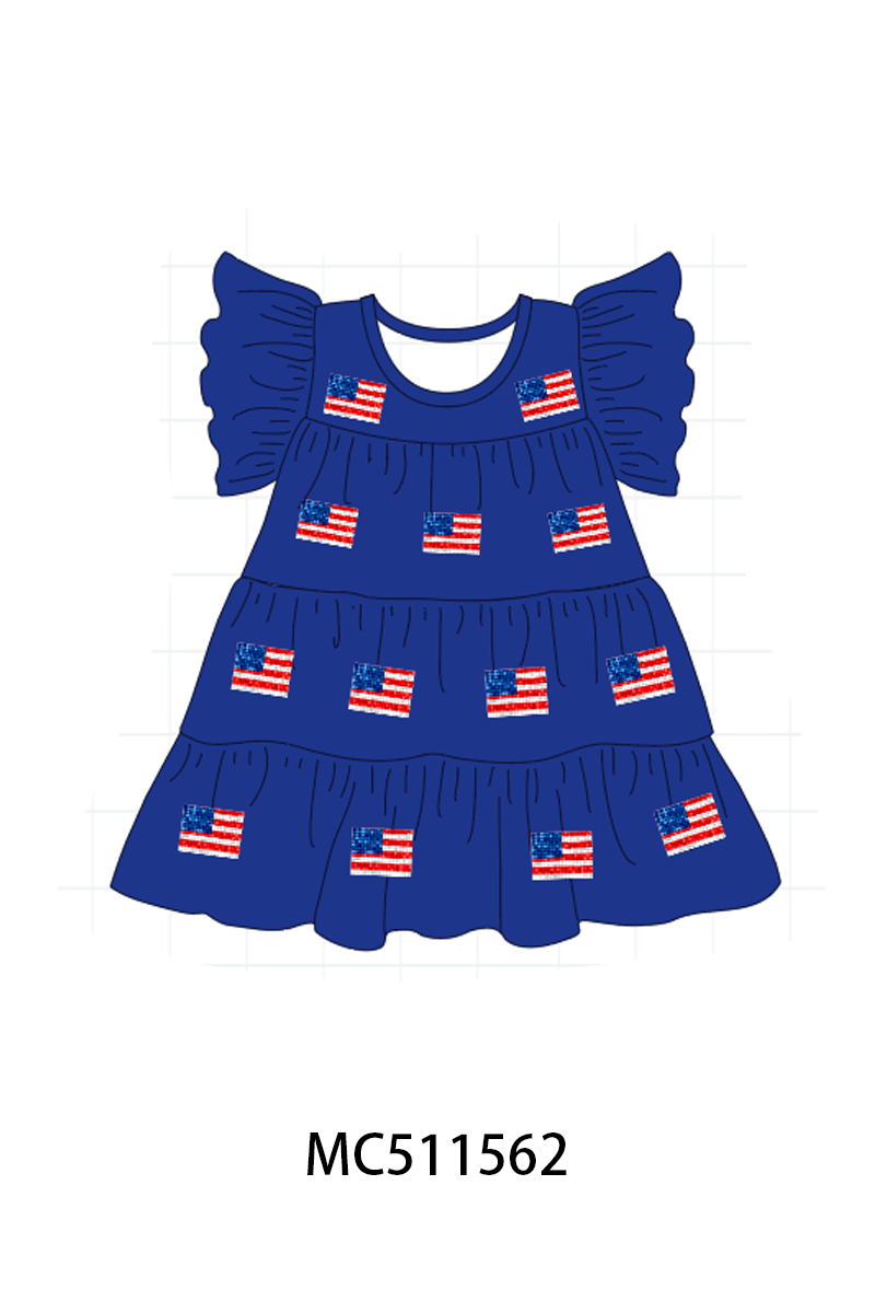 PO75 Patriotic flag sequin tiered dress collection
