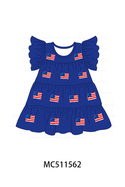 PO75 Patriotic flag sequin tiered dress collection