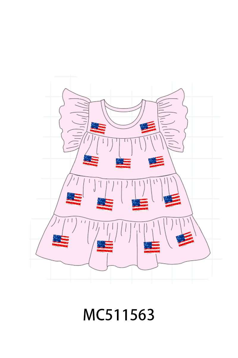 PO75 Patriotic flag sequin tiered dress collection
