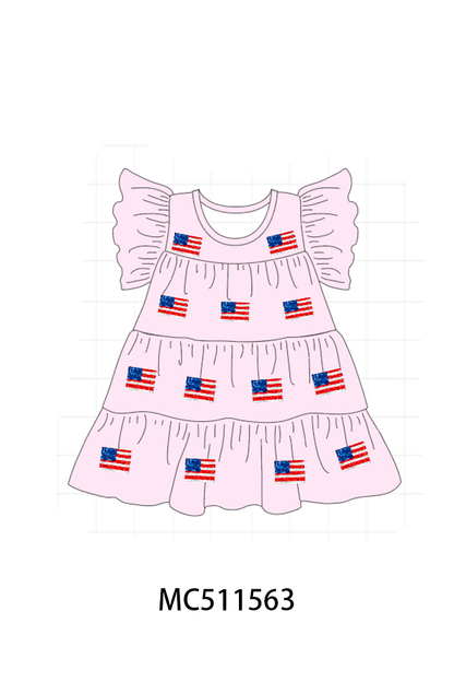 PO75 Patriotic flag sequin tiered dress collection