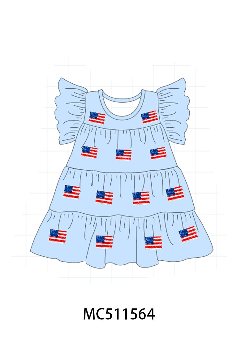 PO75 Patriotic flag sequin tiered dress collection