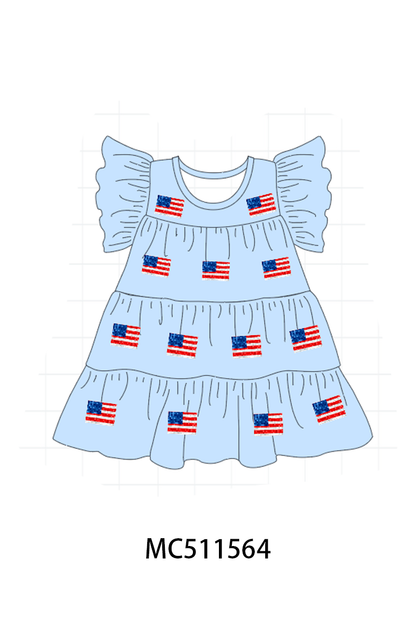 PO75 Patriotic flag sequin tiered dress collection