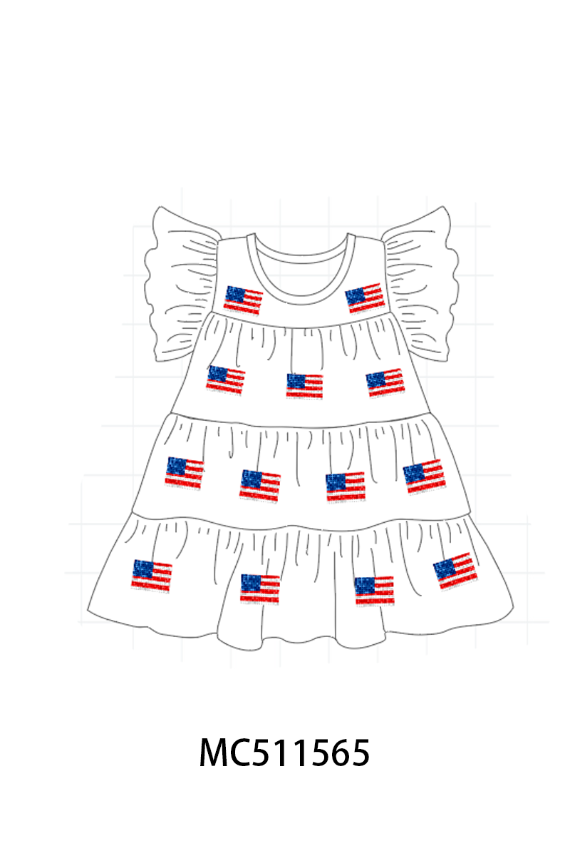 PO75 Patriotic flag sequin tiered dress collection