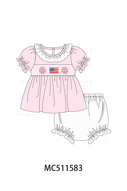 PO75 Pink Patriotic flag firework embroidery collection