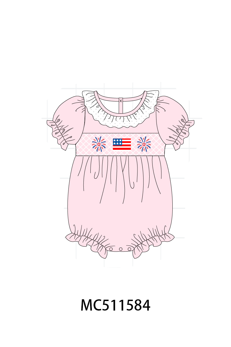 PO75 Pink Patriotic flag firework embroidery collection