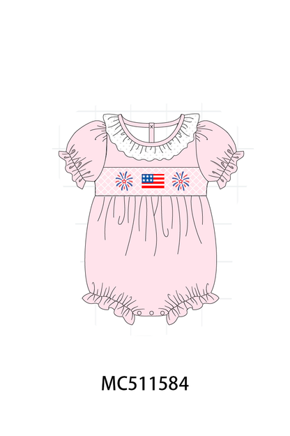 PO75 Pink Patriotic flag firework embroidery collection