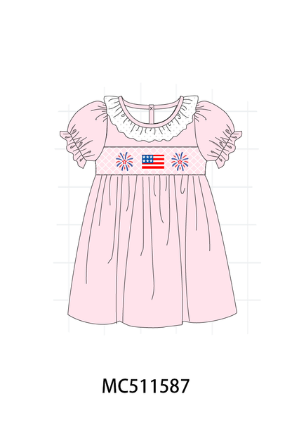 PO75 Pink Patriotic flag firework embroidery collection