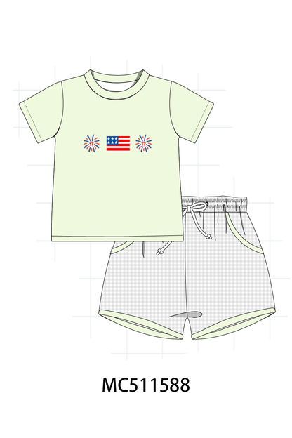 PO75 Pink Patriotic flag firework embroidery collection