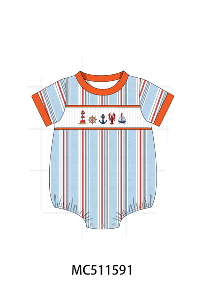 PO75 Orange sailboat lobster smocked stripe collection