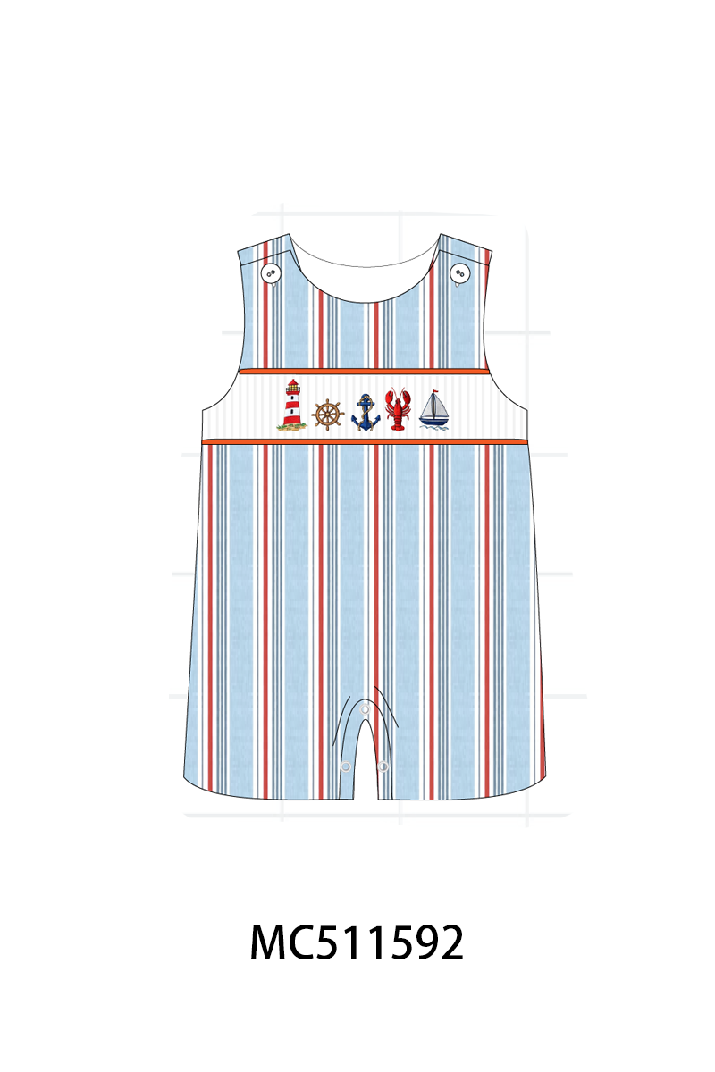PO75 Orange sailboat lobster smocked stripe collection