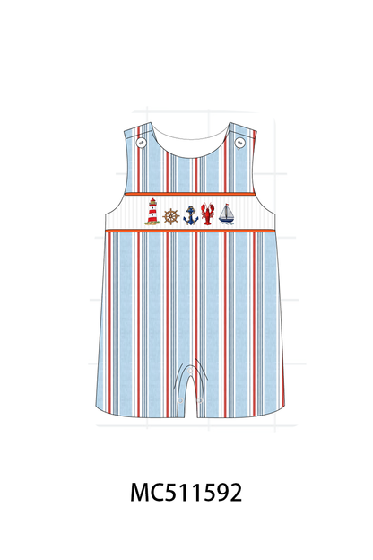 PO75 Orange sailboat lobster smocked stripe collection