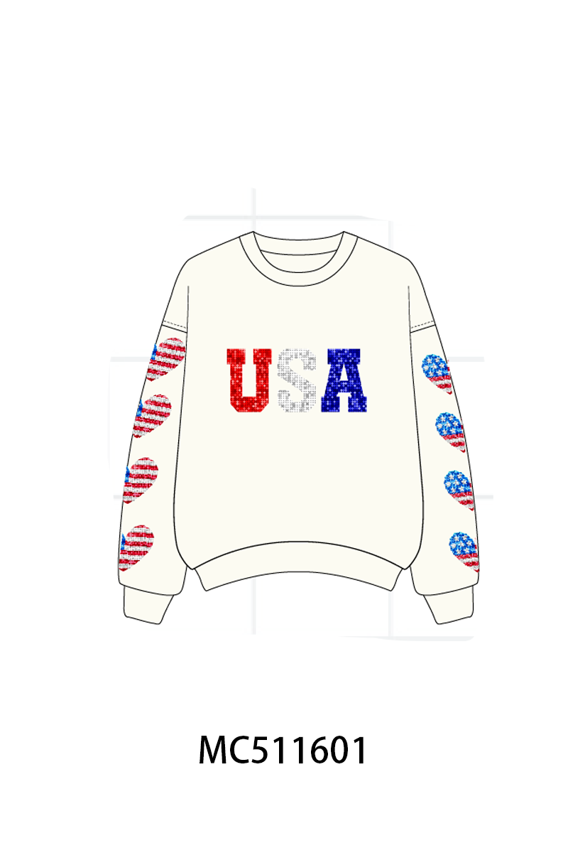 PO75 Patriotic USA flag sequin mom&me collection