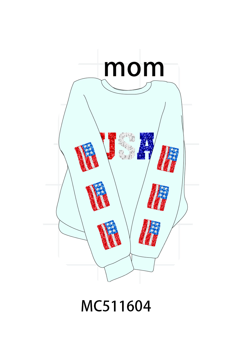 PO75 Patriotic USA flag sequin mom&me collection