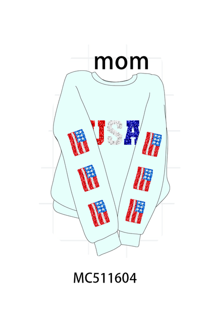 PO75 Patriotic USA flag sequin mom&me collection