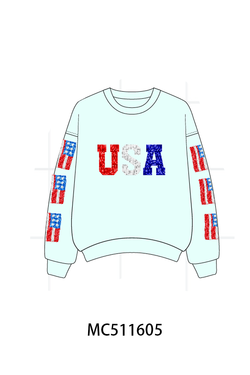 PO75 Patriotic USA flag sequin mom&me collection