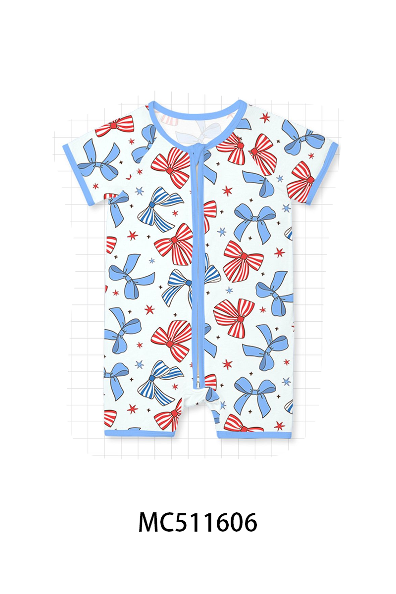 PO75 Blue Patriotic bow bamboo collection