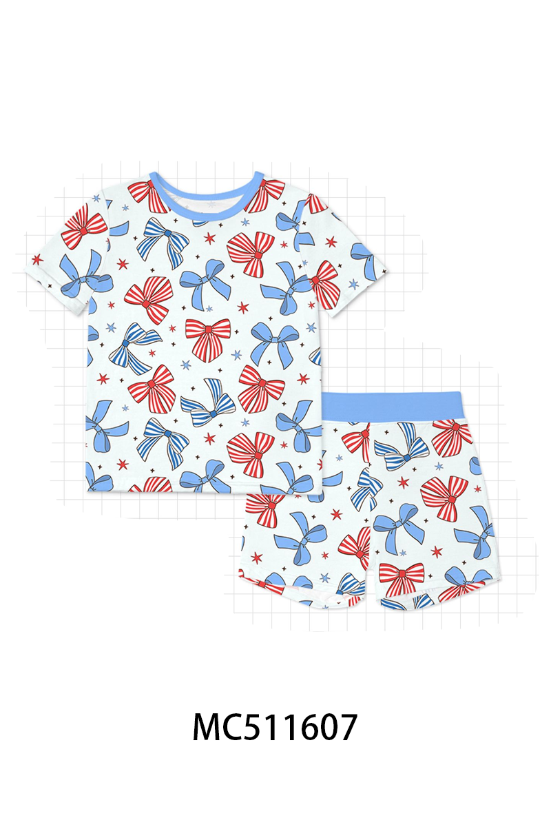 PO75 Blue Patriotic bow bamboo collection