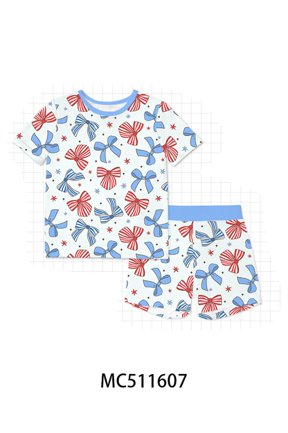 PO75 Blue Patriotic bow bamboo collection