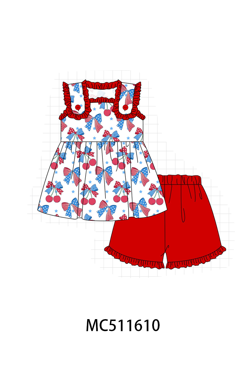 PO75 Patriotic cherry bow ruffle collection