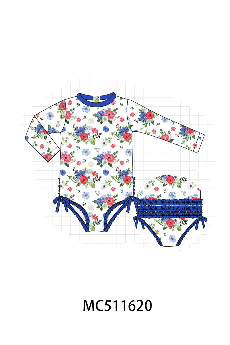 PO75 Red white navy Patriotic floral collection