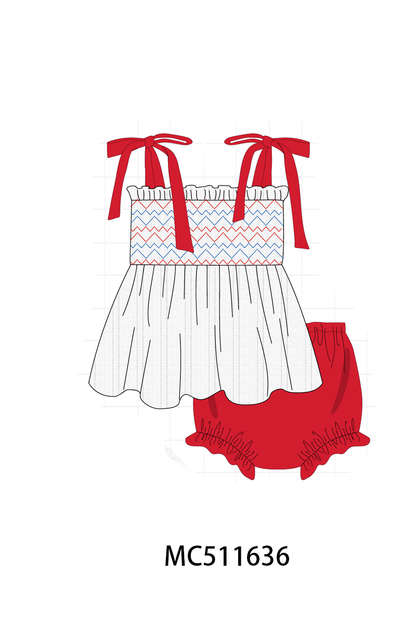 PO75 Red smocked jacquard ruffle collection