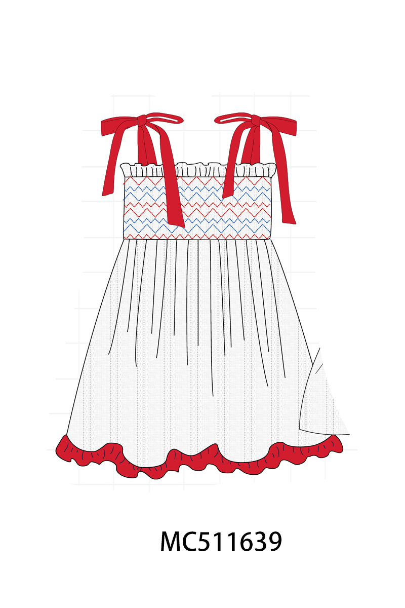 PO75 Red smocked jacquard ruffle collection