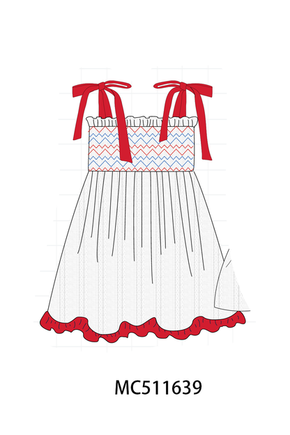 PO75 Red smocked jacquard ruffle collection