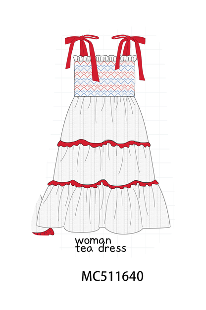 PO75 Red smocked jacquard ruffle collection