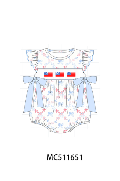 PO75 Blue Patriotic flag embroidery ruffle collection