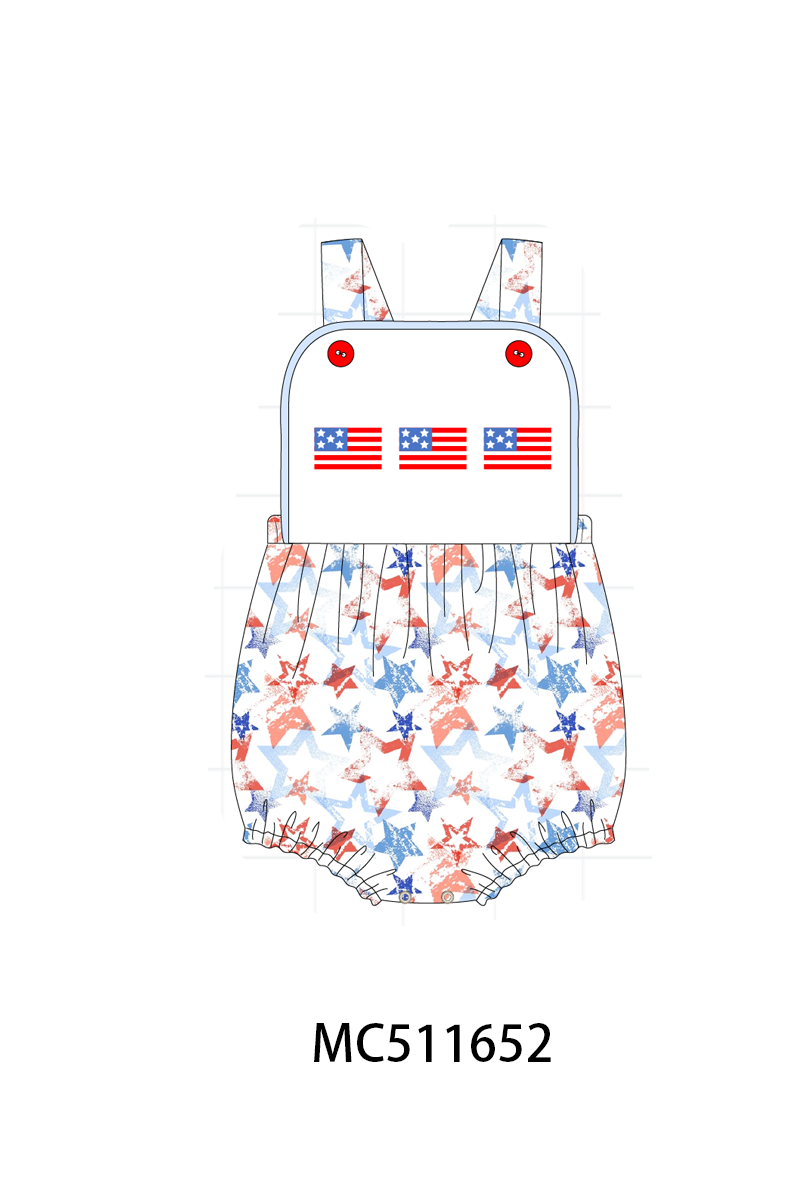 PO75 Blue Patriotic flag embroidery ruffle collection