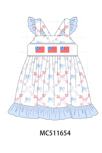 PO75 Blue Patriotic flag embroidery ruffle collection