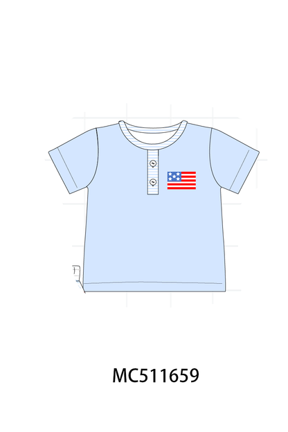 PO75 Blue Patriotic flag embroidery ruffle collection