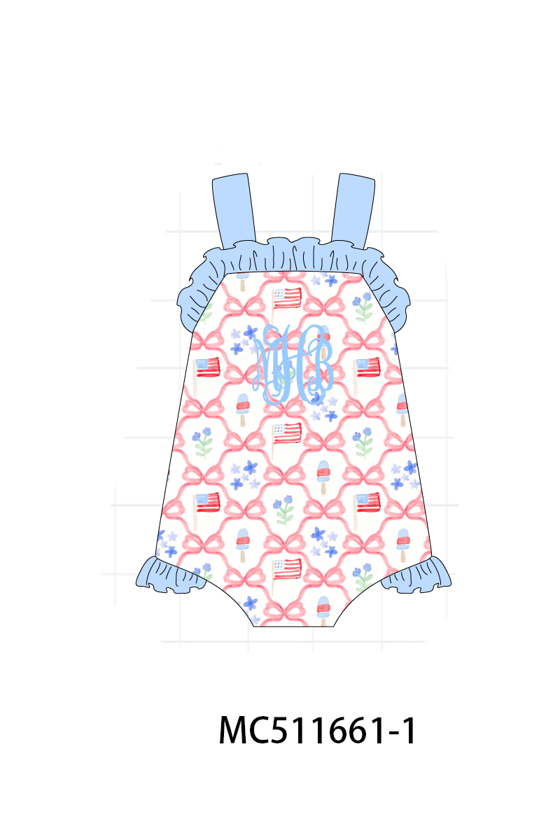PO75 Blue floral bow tie monogram collection