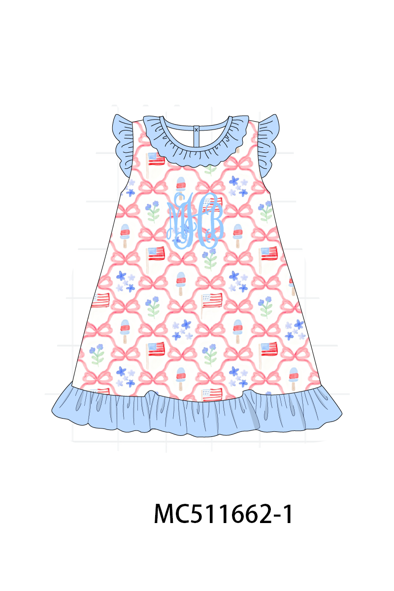 PO75 Blue floral bow tie monogram collection