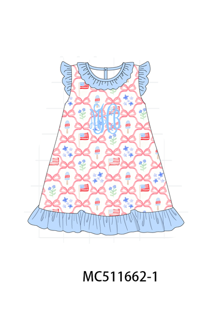 PO75 Blue floral bow tie monogram collection