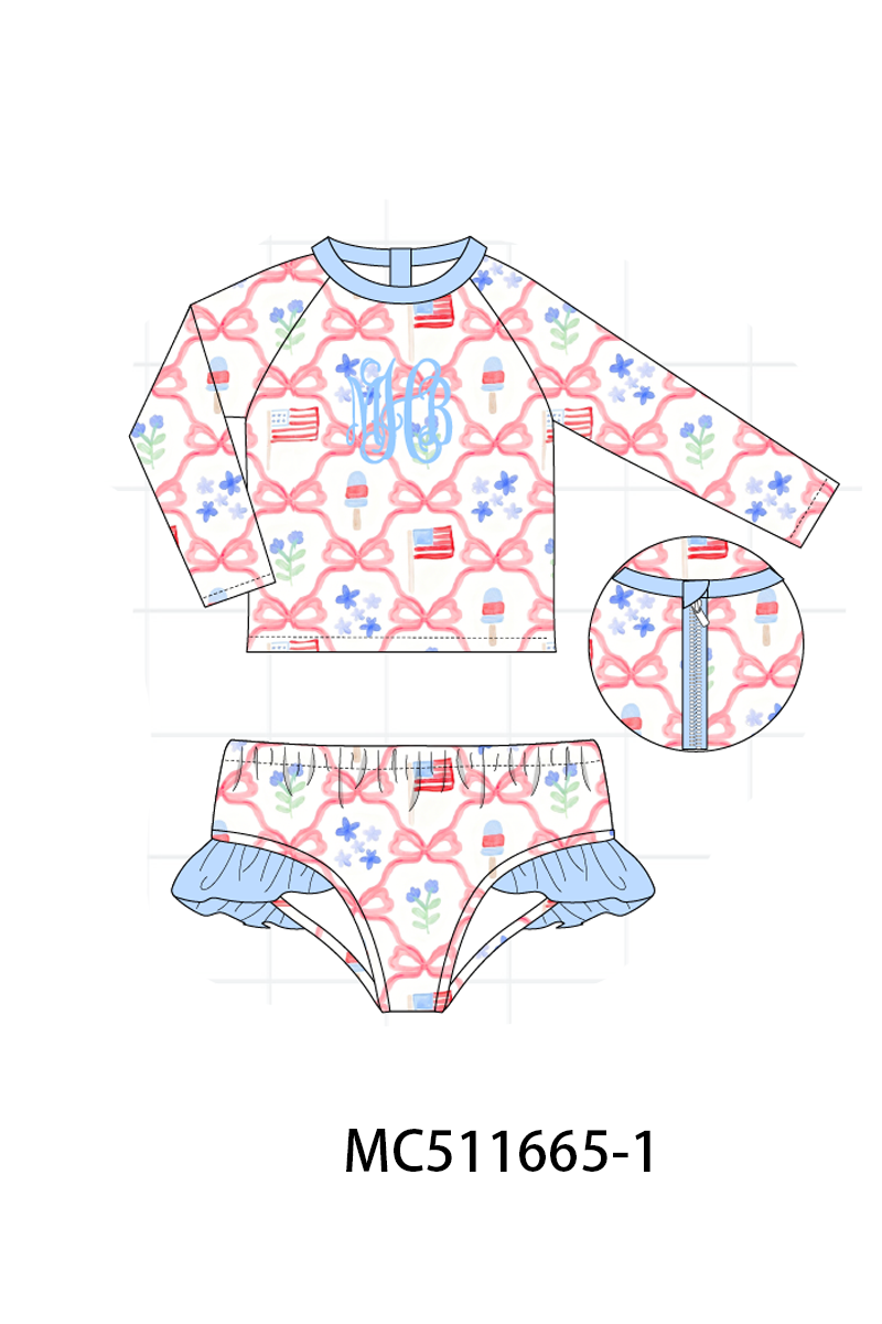 PO75 Blue floral bow tie monogram collection