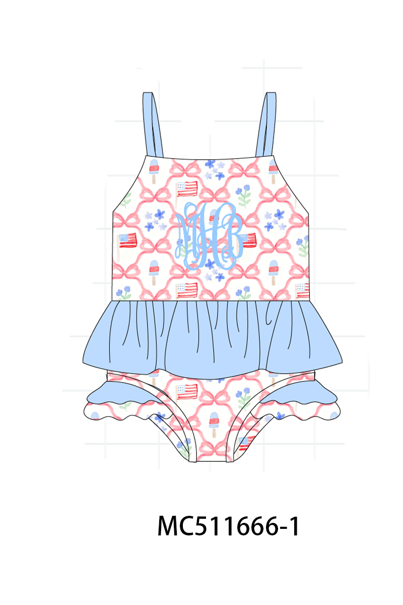PO75 Blue floral bow tie monogram collection
