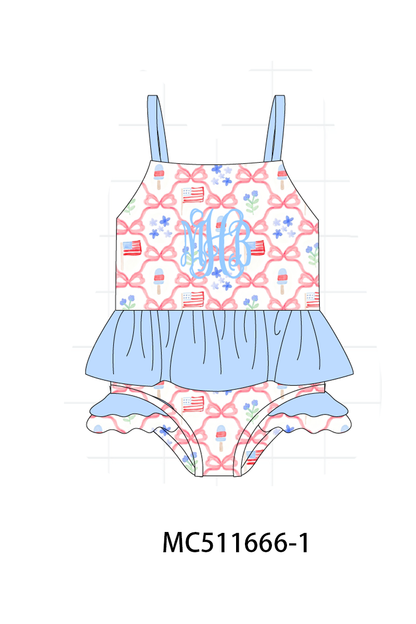 PO75 Blue floral bow tie monogram collection