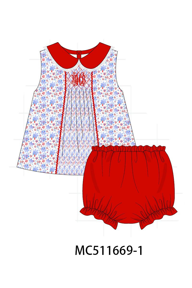 PO75 Patriotic monogram lace smocked collection