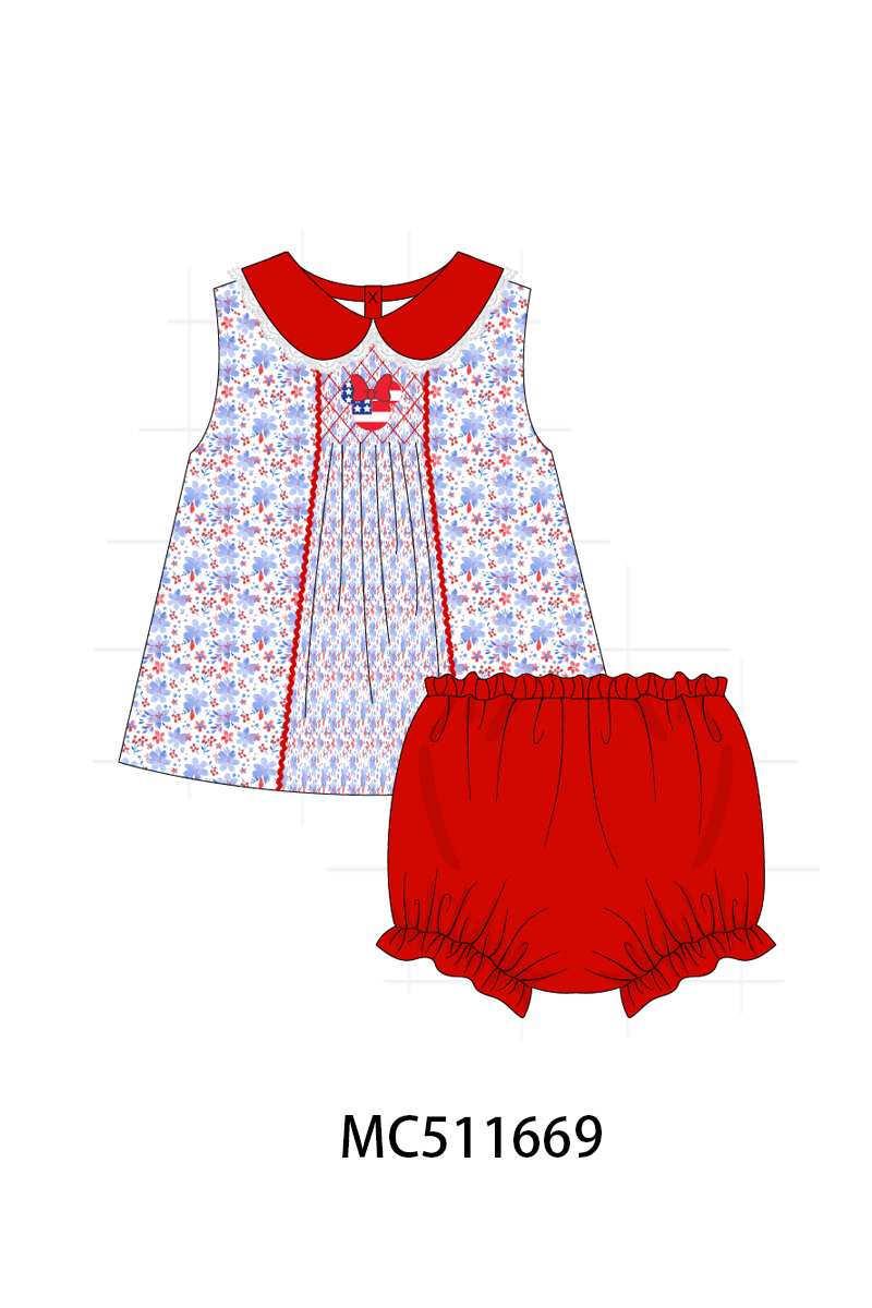 PO75 Patriotic character lace smocked collection