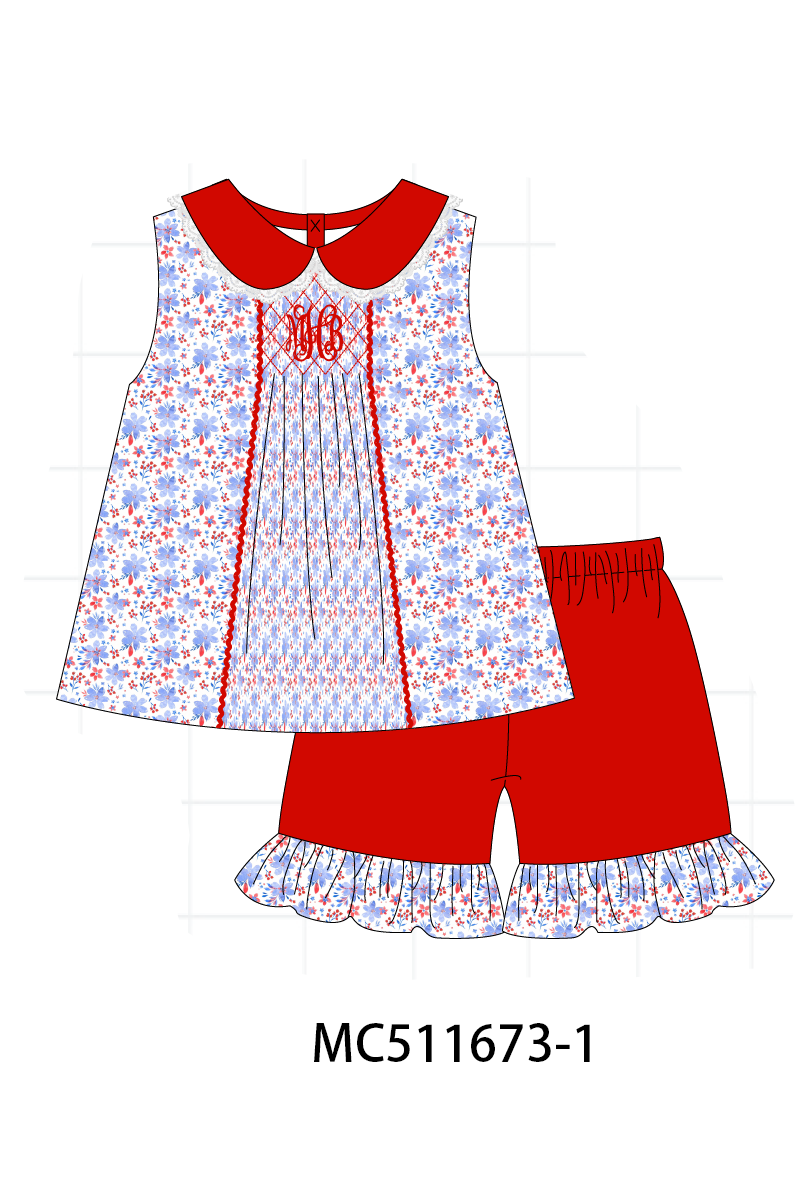 PO75 Patriotic monogram lace smocked collection