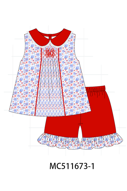 PO75 Patriotic monogram lace smocked collection