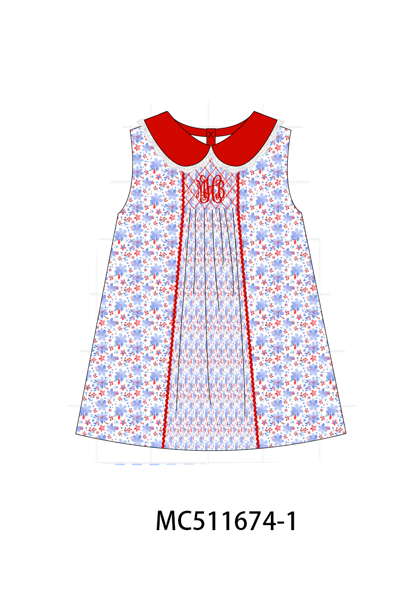 PO75 Patriotic monogram lace smocked collection