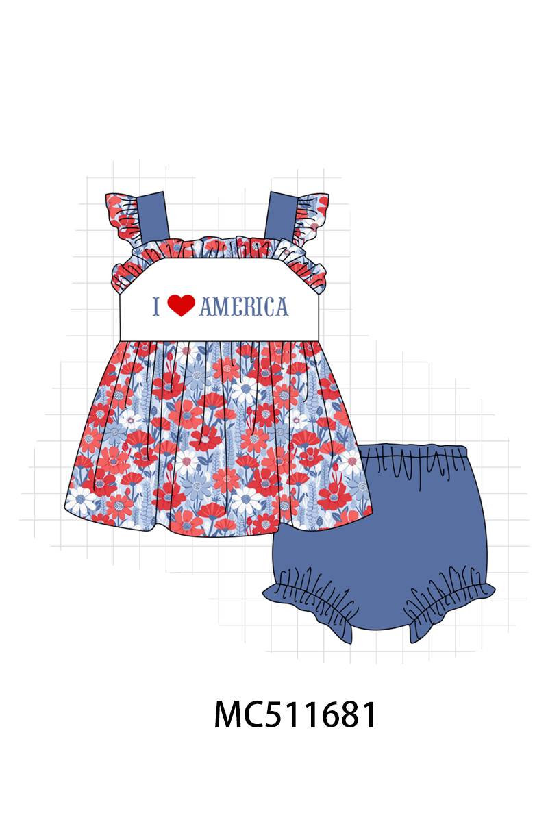 PO75 I love America embroidery floral collection