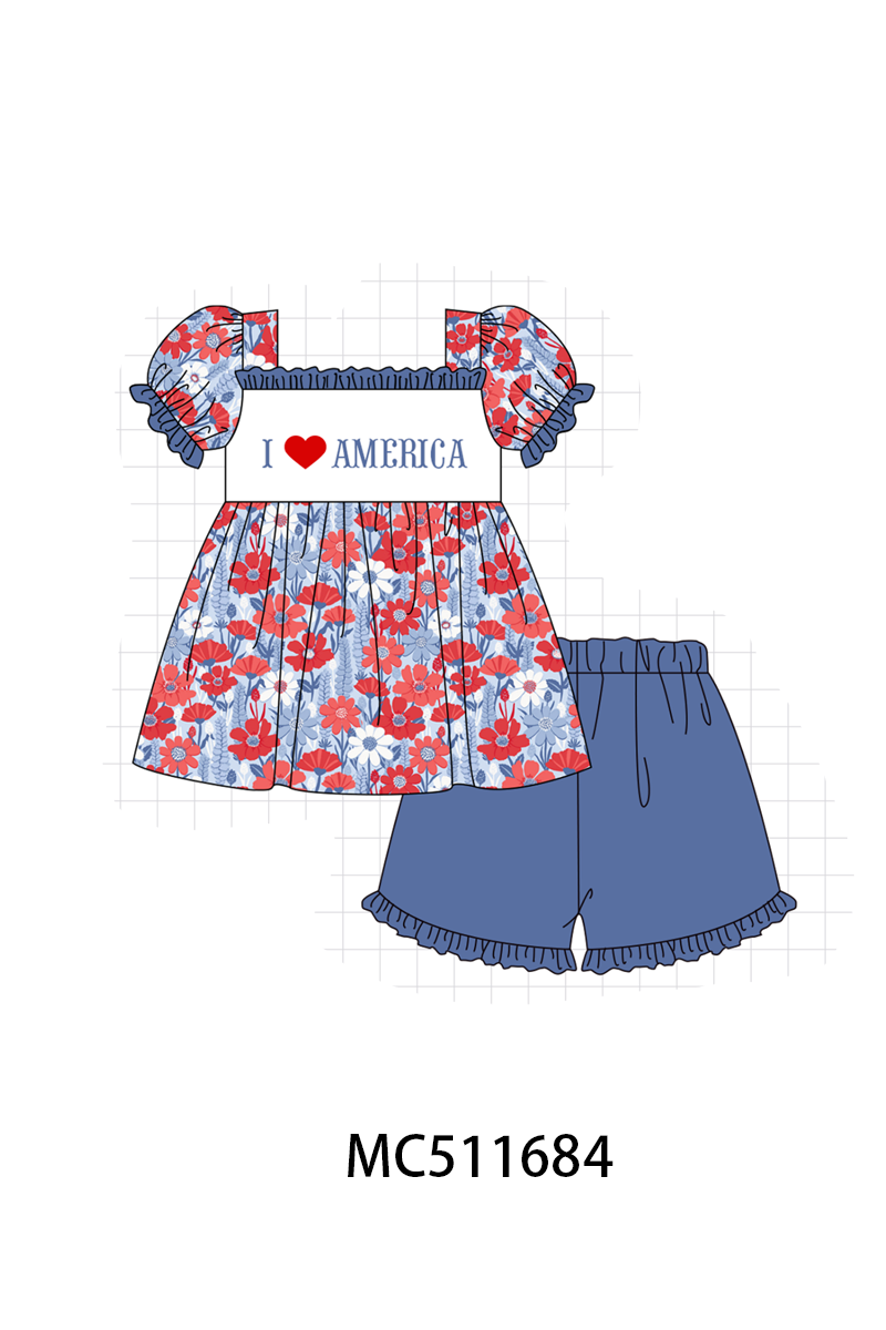 PO75 I love America embroidery floral collection